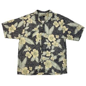 Vintage Tommy Bahama Hawaiian Shirt Mens L Large Silk Button Up Island Floral